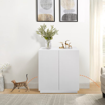 Modern Litter Box Enclosure Furniture with Adjustable Shelf and Storage