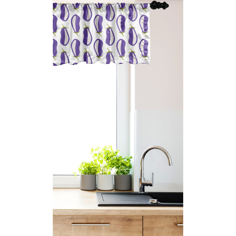 Cantonnière Ambesonne, ensemble de 2 aubergines bleu violet et vert olive, L 54 po x L 12 po