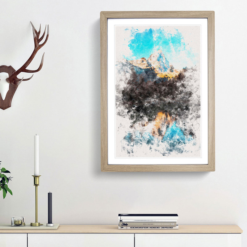 Matterhorn Mountain in Switzerland - Picture Frame Painting Print, 33cm H x 24cm W x 2cm D, Oak Framed
