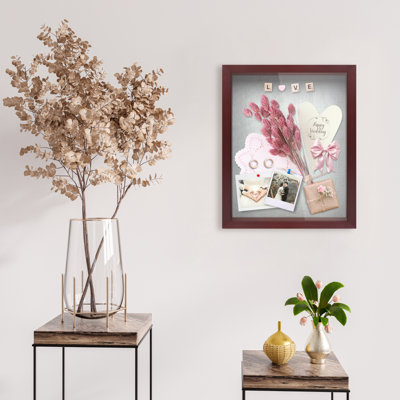  12"x16" Solid Wood Mahogany Display Shadow Box Frame - Solid Wood Memory Box For Keepsakes (picture Box, Military, Wedding, Graduation, And Flower Shadow Box)