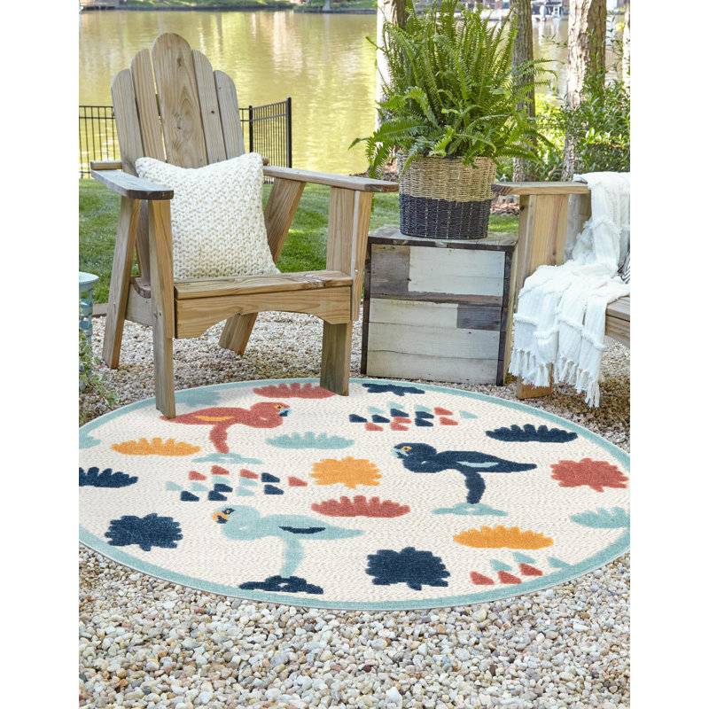 Medway Indoor/Outdoor Rug White, Round 3'3"