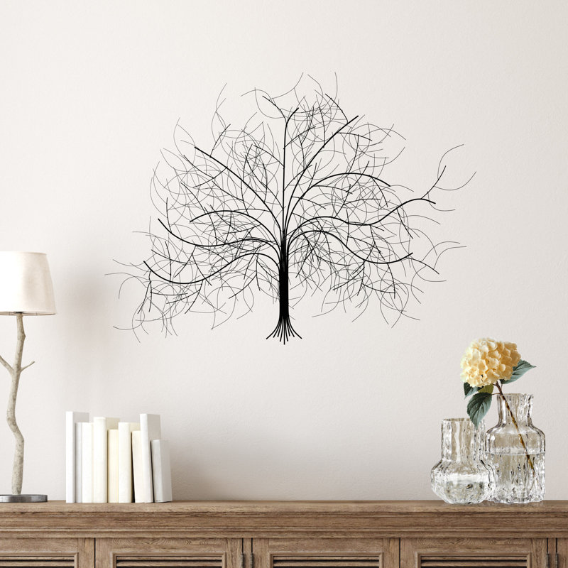Handmade Black Metal Willow Tree Silhouette Wall Decor
