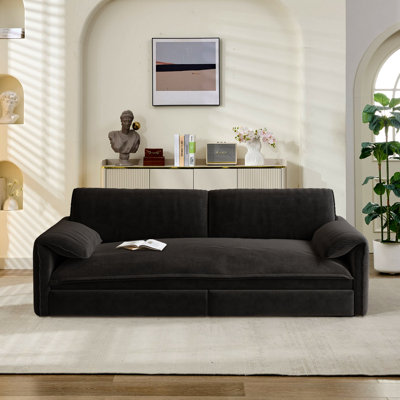 3-in-1 Convertible Sofa Bed Queen Size, Pull Out Sleeper Sofa with Adjustable Backrest, Modern Convertible Couch for Living Room, Apartment & Small Space