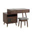 Bureau de coiffeuse 3 en 1 avec miroir basculant éclairé et armoire réglable, coiffeuse à maquillage avec tabouret-494913338