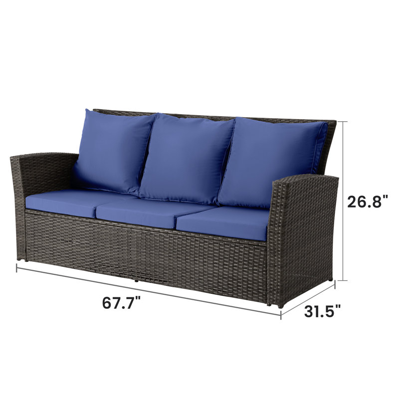 Netherside Outdoor Wicker Patio Sofa Sofa with Cushions