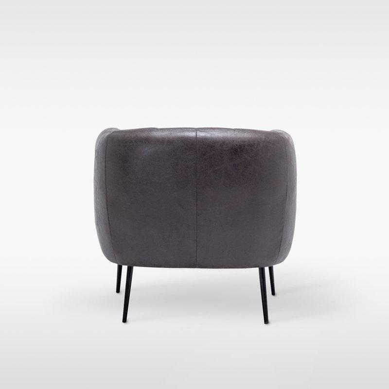 Fauteuil demi-tonneau Samouri, Similicuir noir vieilli