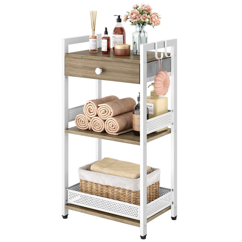 29cm W Steel Shelving Unit, White/Brown
