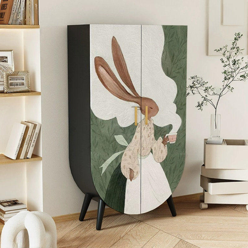 Modern and Simple Solid Wood Cartoon Wardrobe