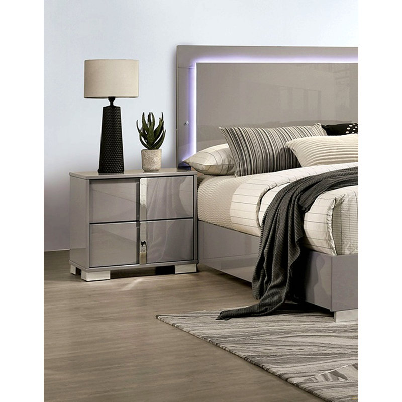 Table de chevet 1pc, Taupe