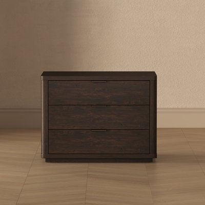 Evelyn 32" Modern Nightstand with 3 Full Extension Drawers in Brown