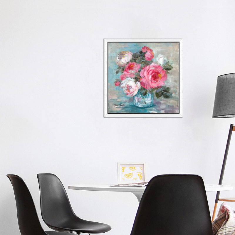 Summer Roses II by Debi Coules - Print on Canvas, 45.72 cm H x 45.72 cm W, White Framed