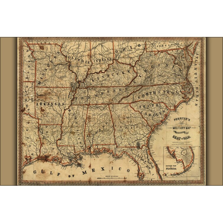 24X36 Gallery Poster, Civil War Map South United States Of America 1862 P2