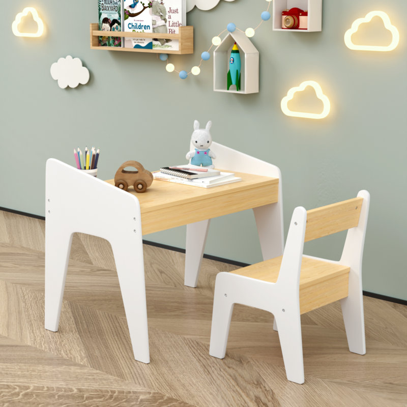 Ensemble de table pour enfants avec une chaise, table d'étude pour enfants en bois, mobilier pour enfants de 2 à 8 ans