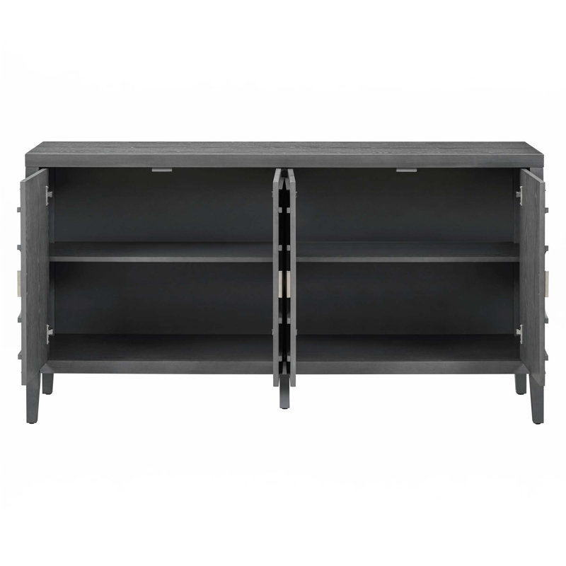 Buffet rétro avec rainure circulaire, Gris