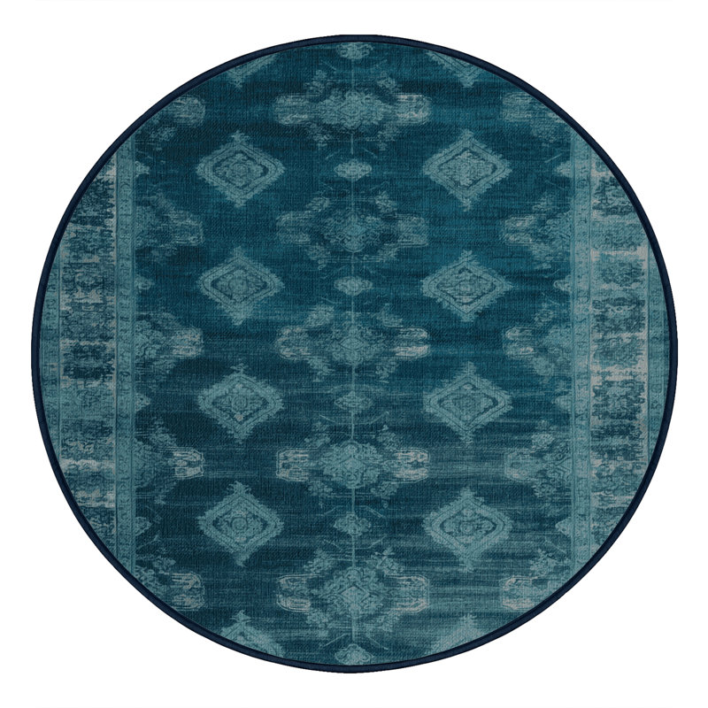 Tapis gris lavable à la machine, Rond 7 pi