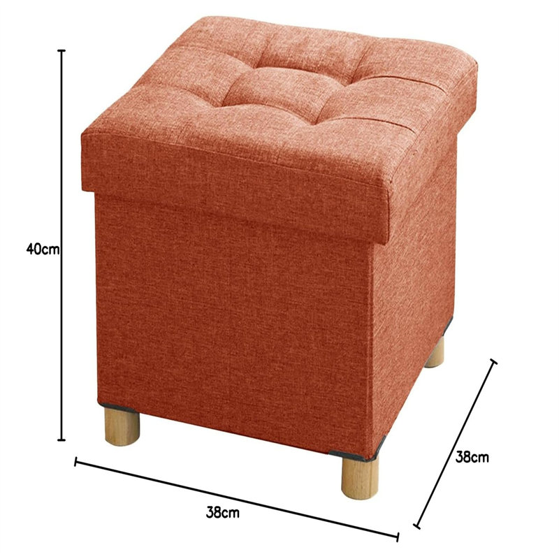 38cm Wide Footstool Ottoman, Orange