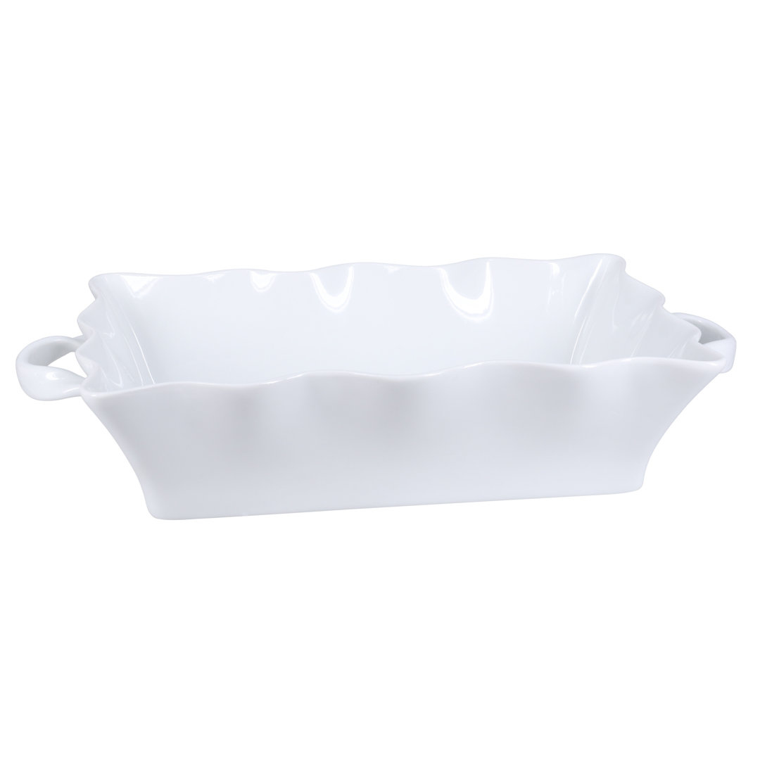 BIA Cordon Bleu White Wavy 3 Quart Rectangular Handled Baker BIA Cordon Bleu