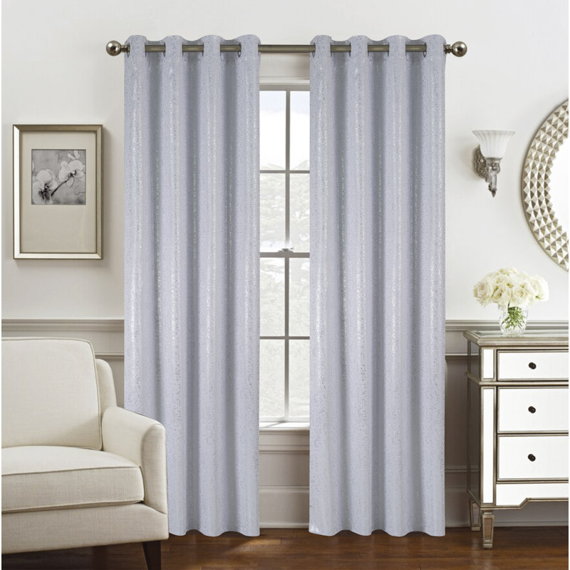 Rideau occultant en polyester Tampere, Argent, L 54 po x L 84 po