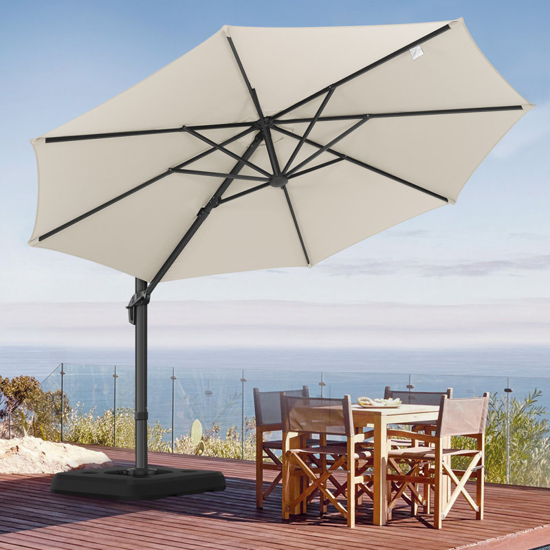 Parasol en porte-à-faux décalé 10 pi x 10 pi Premium, rotation à 360 ° et UPF50 +, Beige