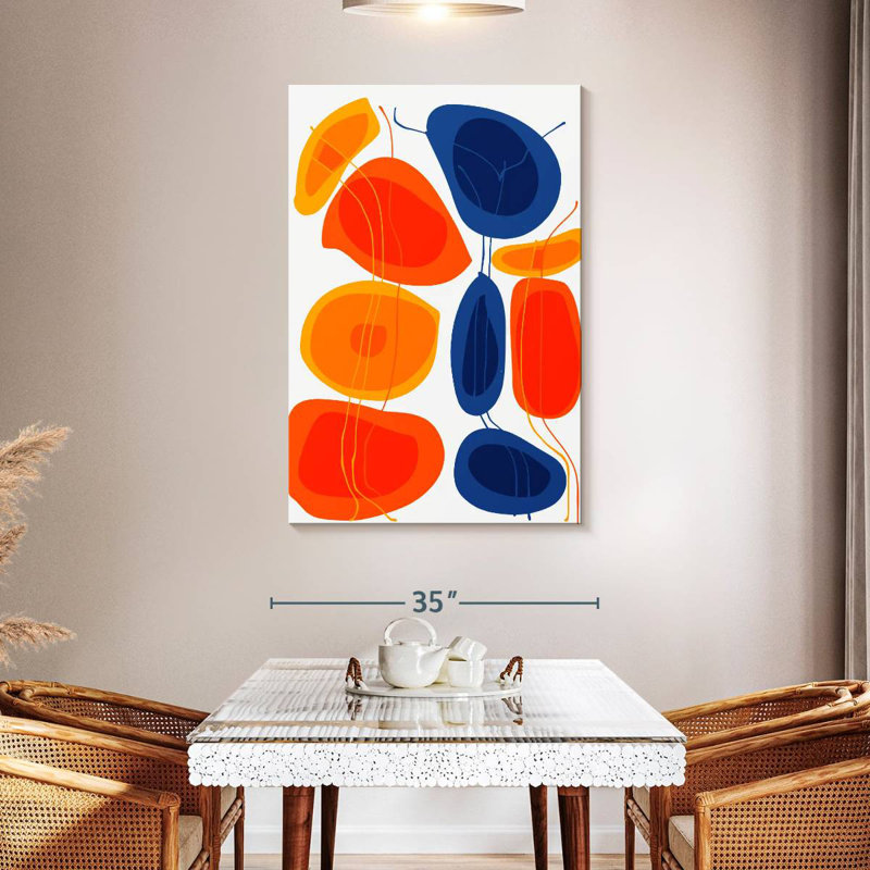 Avery Orange Blue Shapes Abstract, 48" H x 32" W