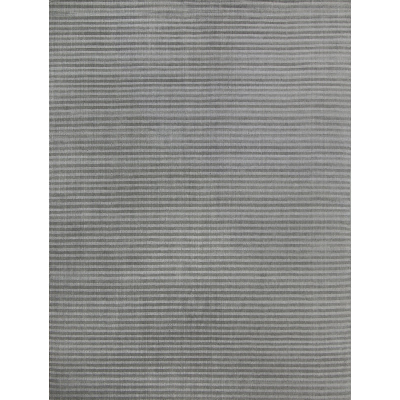 Wool Striped Area Rug in Gray, Rectangle 8' x 10'