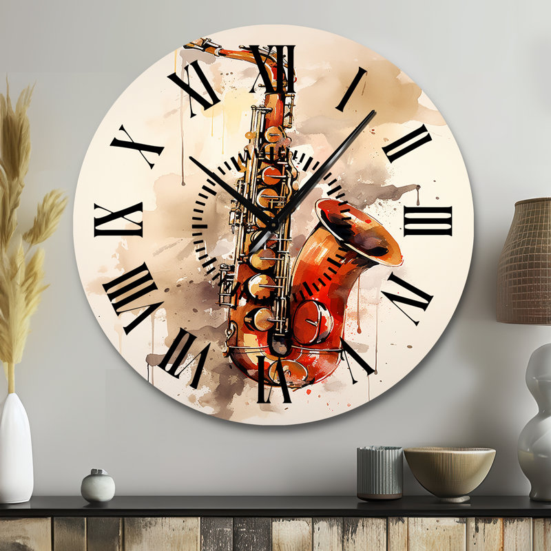 Horloge murale Vibrant Saxophone Swing - Music, Grand