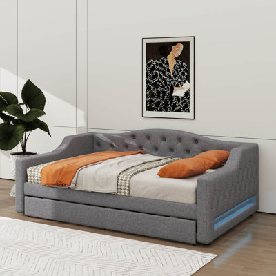 Full XL Daybed With Built-In LED Lighting And Trundle