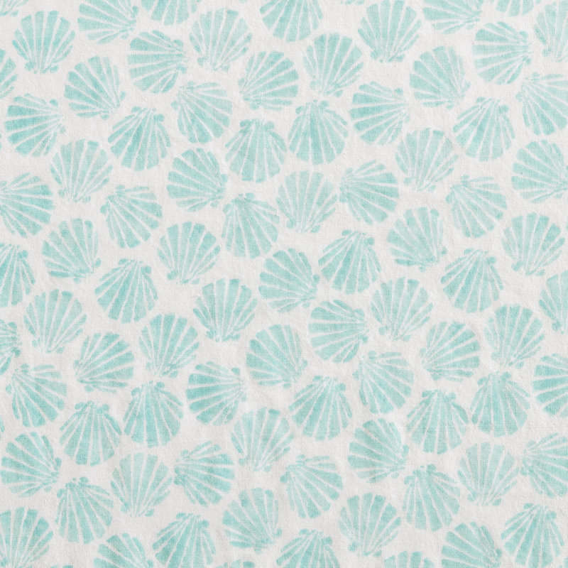 Percale Novelty 200 Thread Count Printed Cotton Sheet Set, King Sheet Set with 2 King Pillowcases,  Blue Margate Shells