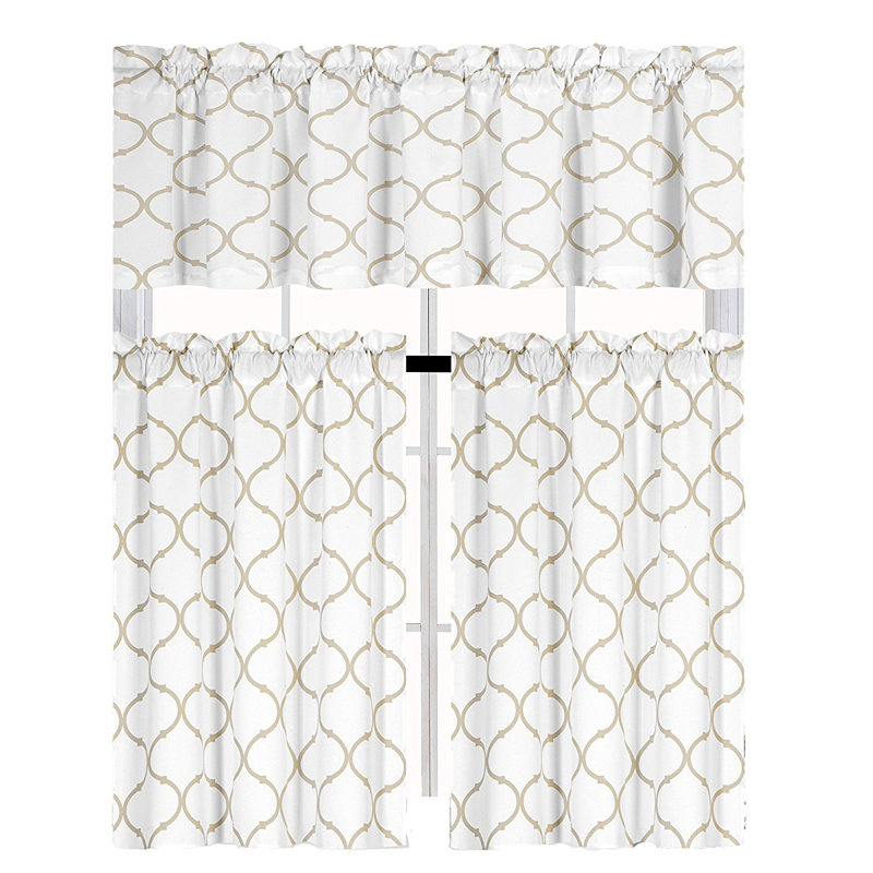 Larocca Geometric Tailored Kitchen Curtain, Linen