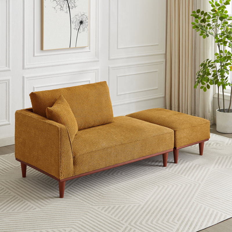 Chaise longue et tabouret rembourrés Finken, Orange