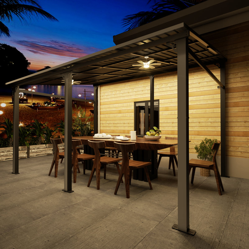 Outdoor Lean-to Gazebo with Sloping Galvanized Steel Roof, 10" x 14"