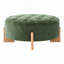 Repose-pieds rond capitonné 32 po avec pieds en bois massif, table basse moderne avec boutons capitonnés, lignes passepoilées, repose-pieds en chenille pour le salon-395992833