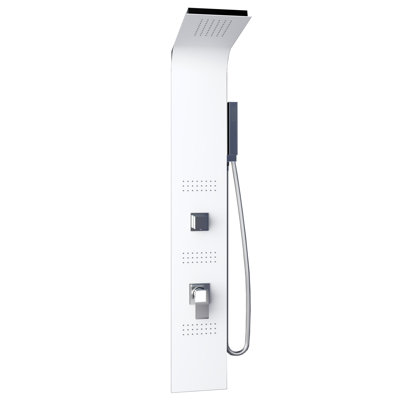 LANERI LAS VEGAS 3-Way Hydromassage Shower Panel, White and Black Aluminium, 140 x 22 cm