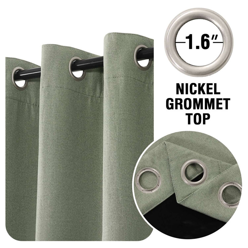 90% Blackout Linen Curtains Long for Bedroom/Living Room Thermal Insulated Grommet Curtain Drapes Primitive Textured Burlap Effect Window Drapes 1 Panel