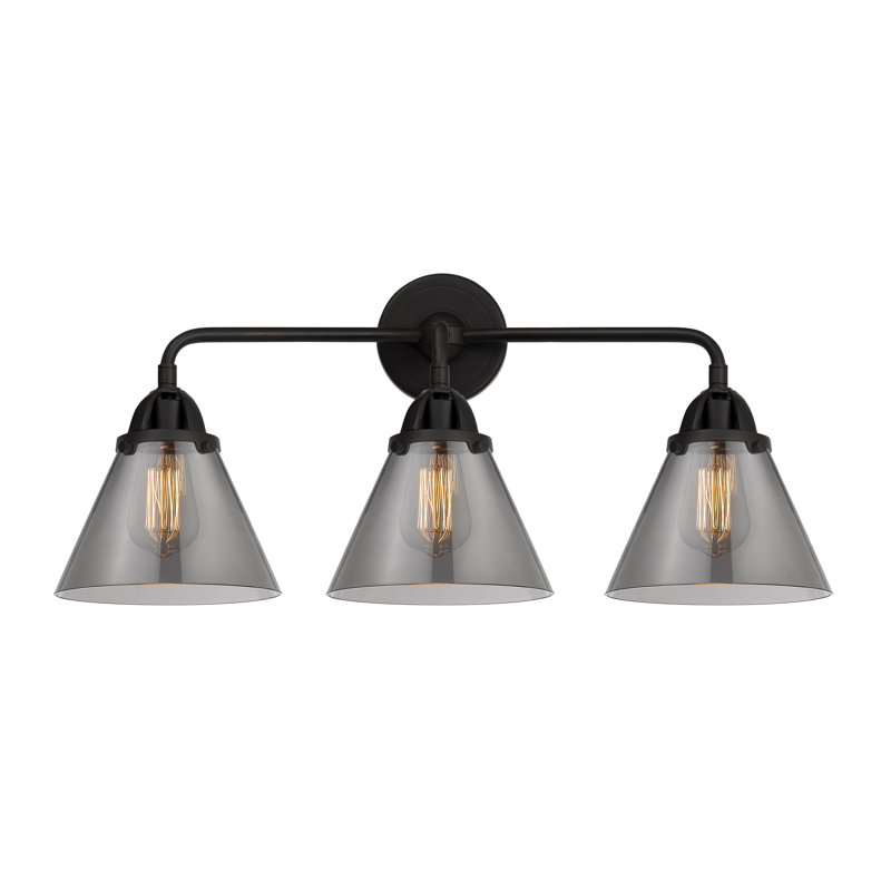 Shauna 3 - Light Vanity Light, Matte Black, Incandescent, Plated Smoke