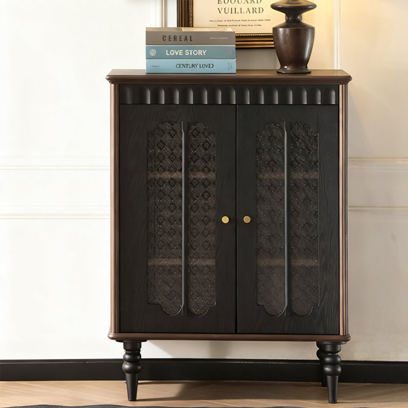 Buffet rétro en bois massif noir