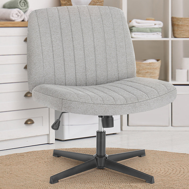 Brenae Upholstered Armless Swivel Task Chair, Gray, Linen