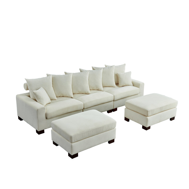 L & U Shaped Oversized Sectional , 5 Seater, Corduroy Fabric Cover, Ultra Comfort Seat, Thick Pillows, Modern Design, Easy Assembly For Home Modular Seater Oversized, Corduroy, Comfortable Foam