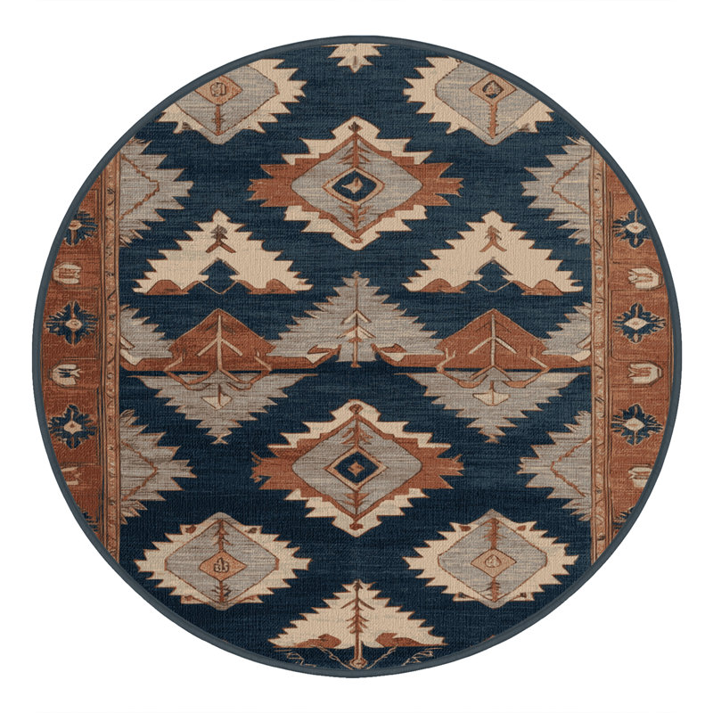 Tapis brun lavable à la machine, Rond 7 pi