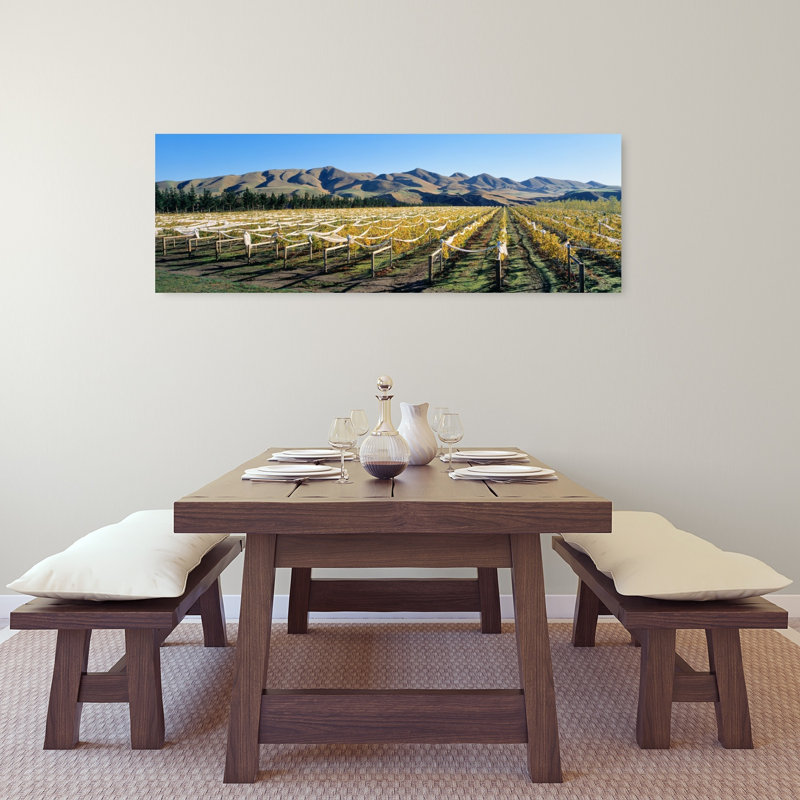 Vineyard N Canterbury, Nouvelle-Zélande, paysage contemporain abstrait, art mural, H 48 po x l 16 po