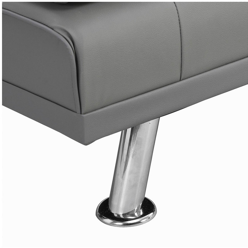 Two-way Armrest Sofa Bed, wood frame, stainless steel legs, armrest grey, not available, Gray