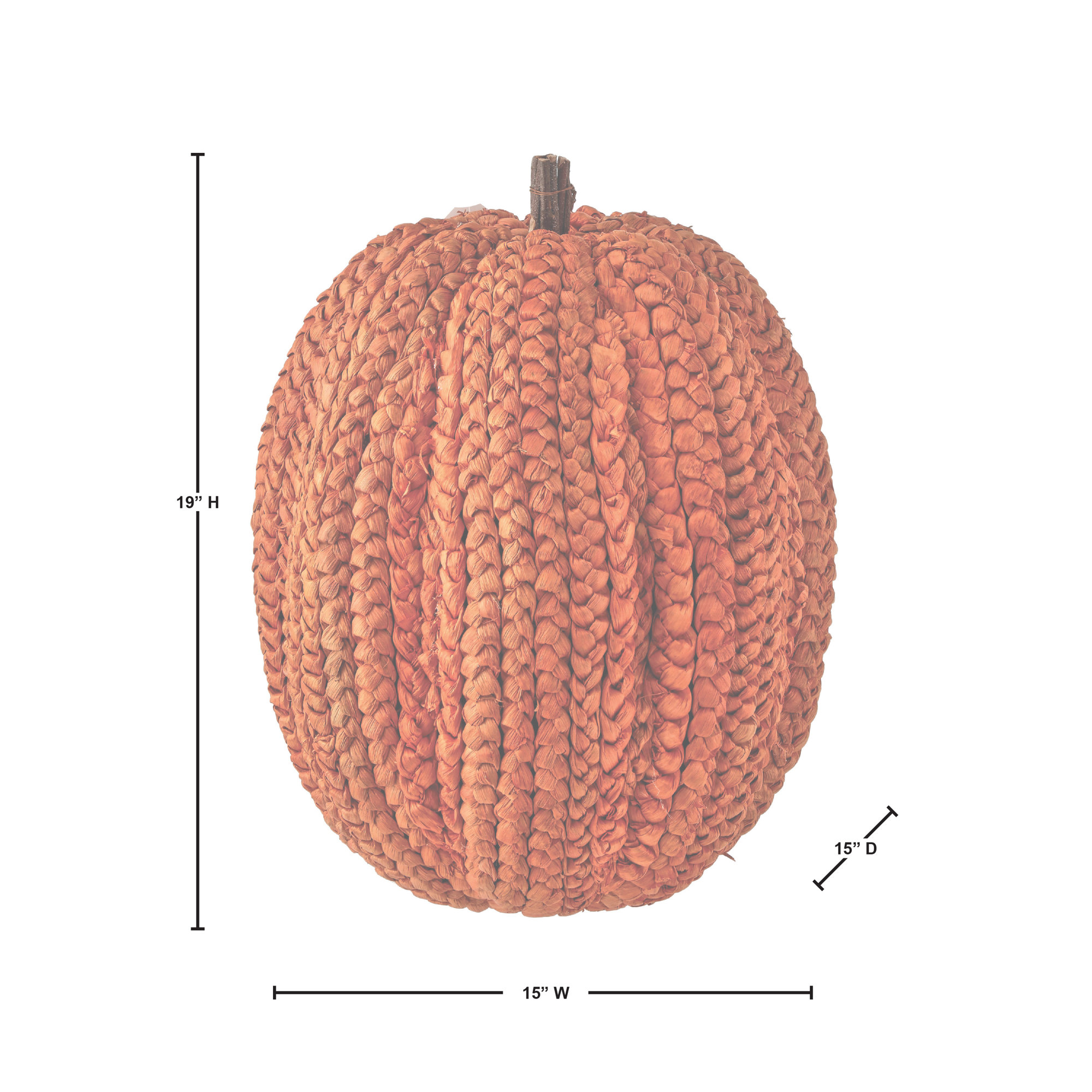 Display Basket Weave Pumpkin, Orange, 19" H x 15" W x 15" D