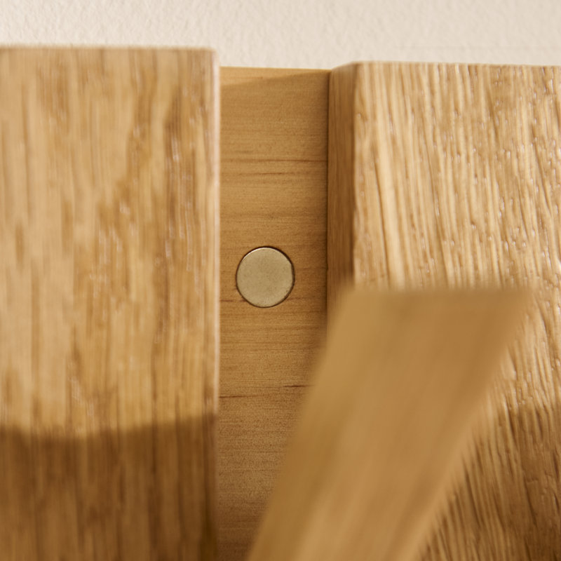 Solid Wood 10 - Hook Coat Rack, Pale Oak