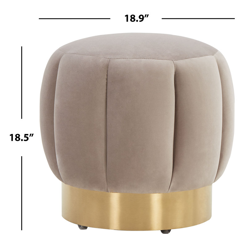 Maxine Round Ottoman, Pale Taupe Velvet