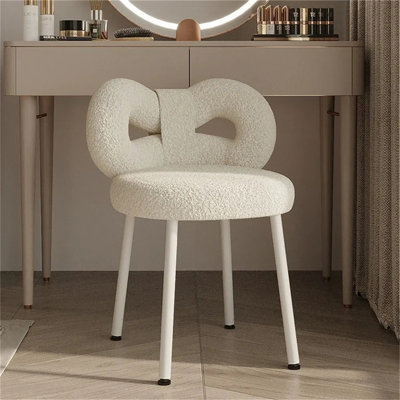 Chaise de coiffeuse à dossier papillon - Mousse haute densité et coussin en peau d'agneau avec pieds en métal robustes pour la chambre à coucher et le salon
