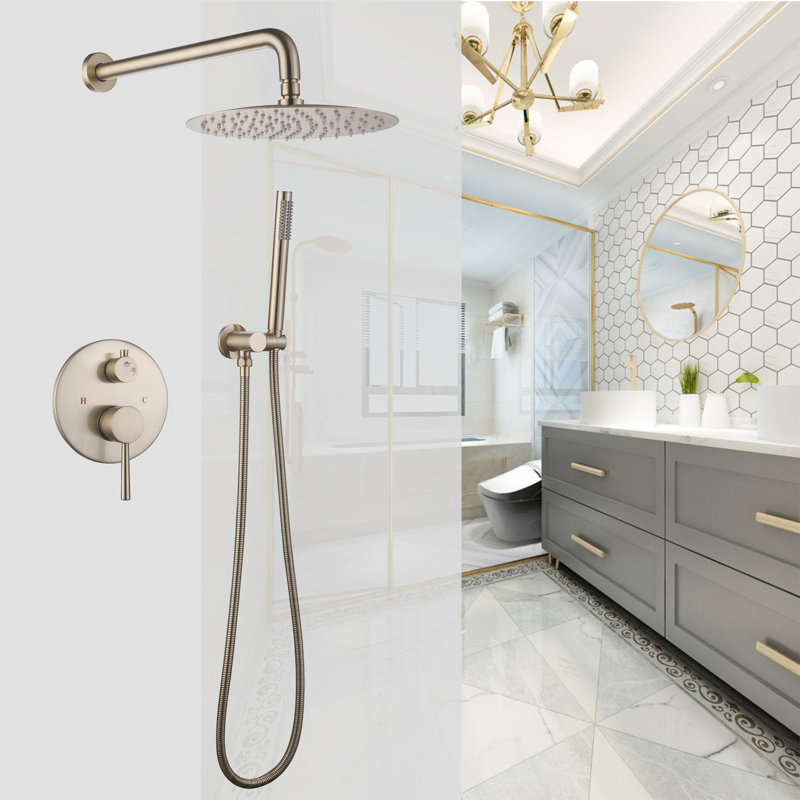 All-In-One Kit with Rough in-Valve, Brushed Gold