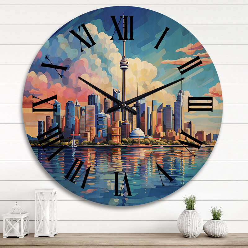 Horloge murale en bois massif Marialyce, Très grand
