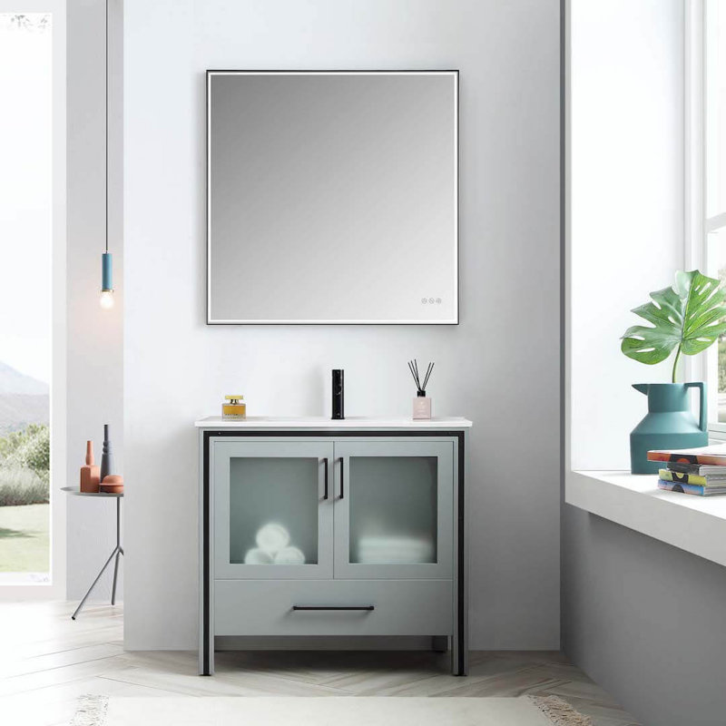36'' Single Bathroom Vanity with Sink, Matte Grey