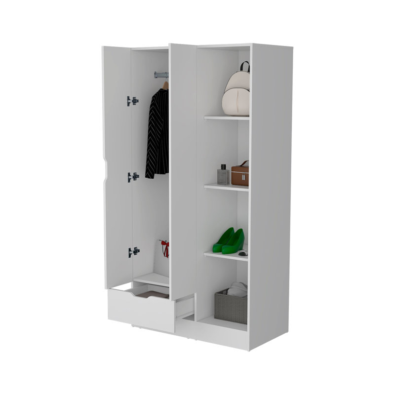 Armoire 2 portes avec compartiment ouvert, Blanc