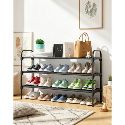 Extra-Long Shoe Rack for Closet, Shoe Organizer for Front Door Entrance, Stackable Shoe Shelf, Detachable Closet Organizers and Storage, 39.0" Wide - 3 Tier, Black
